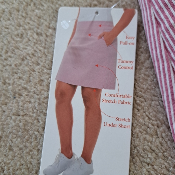 ❤️ S.C.& Co. Pull On Skort Pink White Striped Stretch Skirt Women's  NWT - Picture 4 of 11